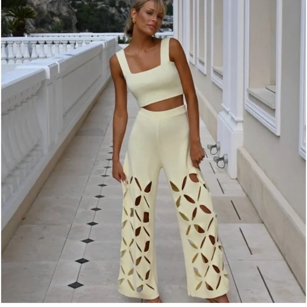 Yllw the Label - Taurus Knit Pant Set in Yellow (Lemon)